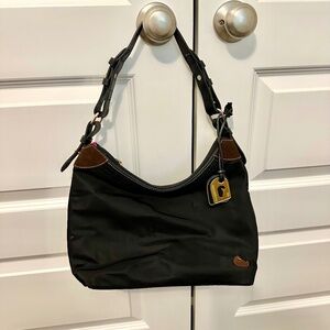 Dooney & Bourke 1975 Black Nylon Hobo Shoulder Bag Handbag Purse Pink Lining